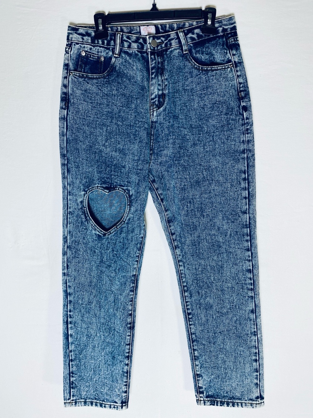 Tal Clothing Acid Wash Blue High Rise Cropped Jeans W Heart Cutout 31 Cottagecor